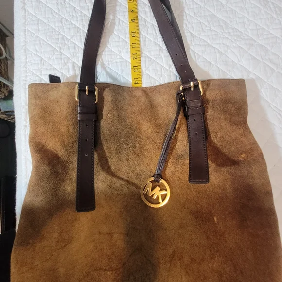 Michael Kors Brown Soft Suede Leather Shoulder Tote Bucketbag Adjustable Straps - Picture 12 of 13
